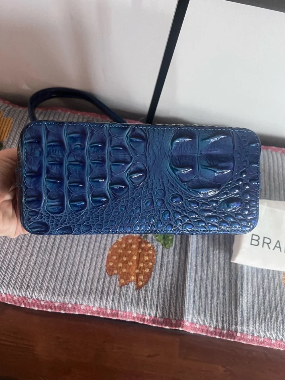 Brahmin Shimmering Royal Blue Croc-Embossed Crossbody
